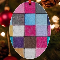 Tile, Colorful, Squares, Texture Uv Print Acrylic Ornament Oval by nateshop