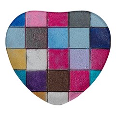 Tile, Colorful, Squares, Texture Heart Glass Fridge Magnet (4 Pack) by nateshop