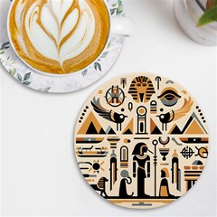 Egypt Pyramids Nature Desert Uv Print Round Tile Coaster by Proyonanggan