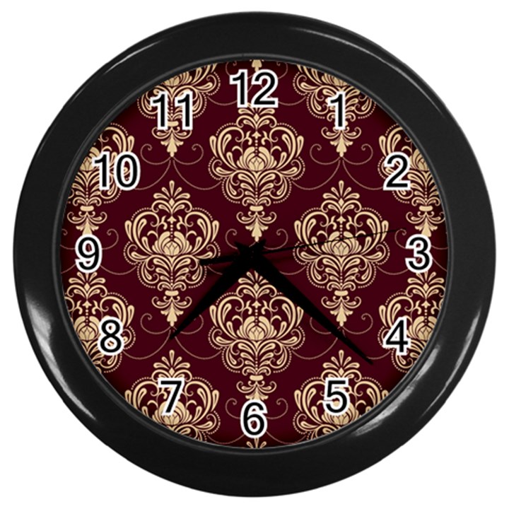 Vintage Floral Pattern, Purple Vintage Wall Clock (Black)