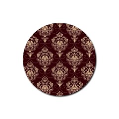 Vintage Floral Pattern, Purple Vintage Rubber Round Coaster (4 Pack) by nateshop