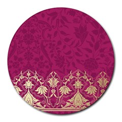 Vintage Pink Texture, Floral Design, Floral Texture Patterns, Round Mousepad by nateshop