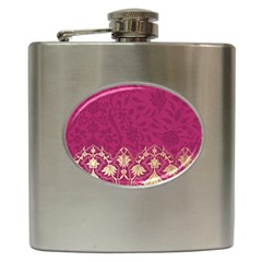 Vintage Pink Texture, Floral Design, Floral Texture Patterns, Hip Flask (6 Oz) by nateshop