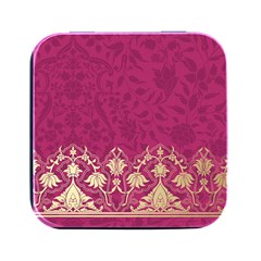 Vintage Pink Texture, Floral Design, Floral Texture Patterns, Square Metal Box (black) by nateshop