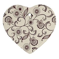 Violet Vintage Background, Floral Ornaments, Floral Patterns Ornament (heart) by nateshop