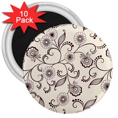 Violet Vintage Background, Floral Ornaments, Floral Patterns 3  Magnets (10 Pack) 