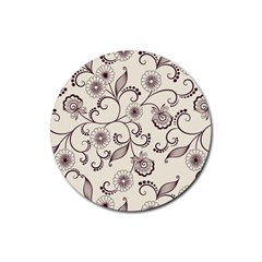 Violet Vintage Background, Floral Ornaments, Floral Patterns Rubber Coaster (round) by nateshop