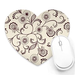 Violet Vintage Background, Floral Ornaments, Floral Patterns Heart Mousepad by nateshop