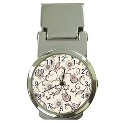 Violet Vintage Background, Floral Ornaments, Floral Patterns Money Clip Watches by nateshop