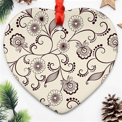 Violet Vintage Background, Floral Ornaments, Floral Patterns Heart Ornament (two Sides) by nateshop