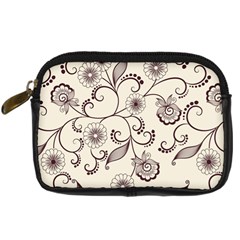 Violet Vintage Background, Floral Ornaments, Floral Patterns Digital Camera Leather Case by nateshop