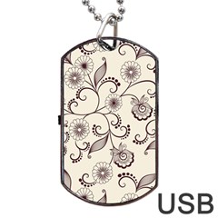 Violet Vintage Background, Floral Ornaments, Floral Patterns Dog Tag Usb Flash (two Sides) by nateshop