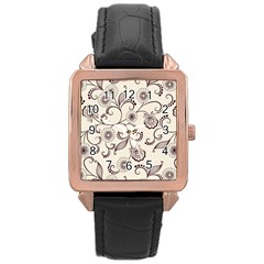 Violet Vintage Background, Floral Ornaments, Floral Patterns Rose Gold Leather Watch  by nateshop