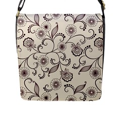 Violet Vintage Background, Floral Ornaments, Floral Patterns Flap Closure Messenger Bag (l) by nateshop