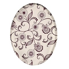 Violet Vintage Background, Floral Ornaments, Floral Patterns Oval Glass Fridge Magnet (4 Pack) by nateshop