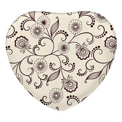 Violet Vintage Background, Floral Ornaments, Floral Patterns Heart Glass Fridge Magnet (4 Pack) by nateshop