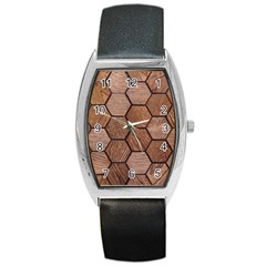 Wooden Triangles Texture, Wooden ,texture, Wooden Barrel Style Metal Watch by nateshop