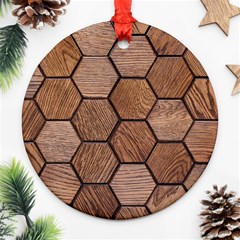 Wooden Triangles Texture, Wooden ,texture, Wooden Round Ornament (two Sides) by nateshop