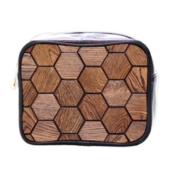 Wooden Triangles Texture, Wooden ,texture, Wooden Mini Toiletries Bag (one Side) by nateshop