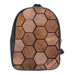 Wooden Triangles Texture, Wooden ,texture, Wooden School Bag (large) by nateshop