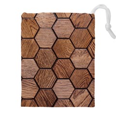 Wooden Triangles Texture, Wooden ,texture, Wooden Drawstring Pouch (5xl) by nateshop