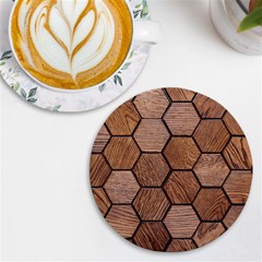 Wooden Triangles Texture, Wooden ,texture, Wooden Uv Print Round Tile Coaster