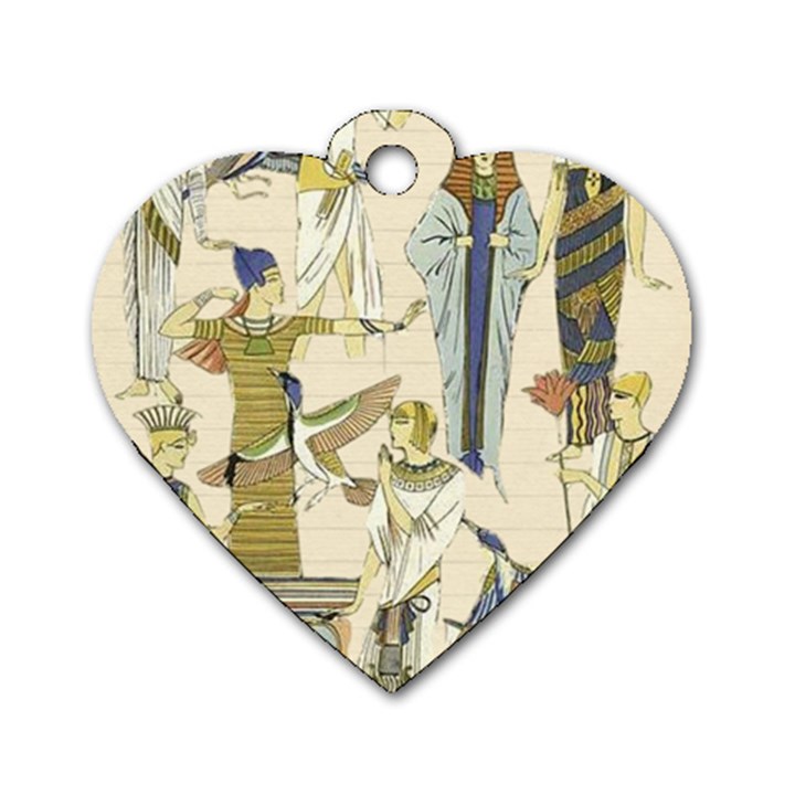 Egyptian Paper Woman Dress Design Dog Tag Heart (One Side)