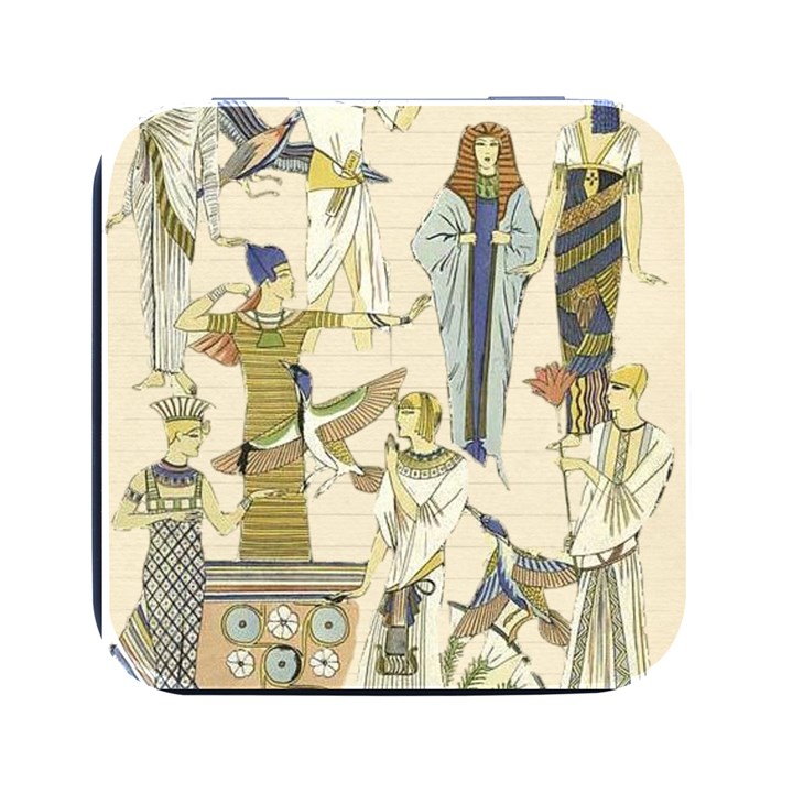 Egyptian Paper Woman Dress Design Square Metal Box (Black)