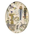 Egyptian Paper Woman Dress Design Oval Glass Fridge Magnet (4 pack) Front