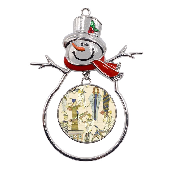 Egyptian Paper Woman Dress Design Metal Snowman Ornament