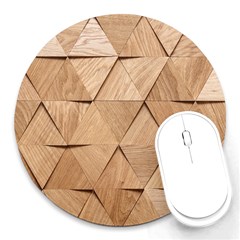 Wooden Triangles Texture, Wooden Wooden Round Mousepad by nateshop