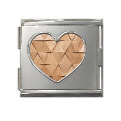 Wooden Triangles Texture, Wooden Wooden Mega Link Heart Italian Charm (18mm)