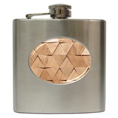 Wooden Triangles Texture, Wooden Wooden Hip Flask (6 Oz) by nateshop