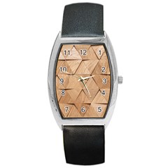 Wooden Triangles Texture, Wooden Wooden Barrel Style Metal Watch by nateshop