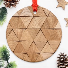 Wooden Triangles Texture, Wooden Wooden Round Ornament (two Sides) by nateshop