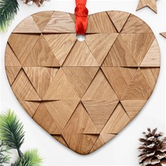 Wooden Triangles Texture, Wooden Wooden Heart Ornament (two Sides) by nateshop