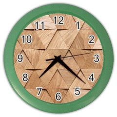 Wooden Triangles Texture, Wooden Wooden Color Wall Clock by nateshop