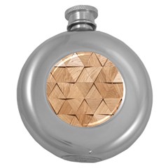 Wooden Triangles Texture, Wooden Wooden Round Hip Flask (5 Oz) by nateshop