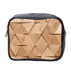 Wooden Triangles Texture, Wooden Wooden Mini Toiletries Bag (two Sides) by nateshop