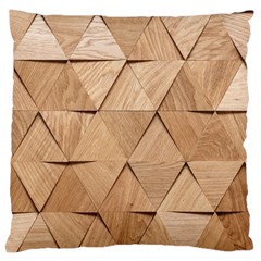 Wooden Triangles Texture, Wooden Wooden Large Premium Plush Fleece Cushion Case (two Sides) by nateshop