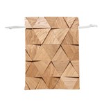 Wooden Triangles Texture, Wooden Wooden Lightweight Drawstring Pouch (L) Front