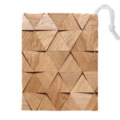 Wooden Triangles Texture, Wooden Wooden Drawstring Pouch (5xl) by nateshop