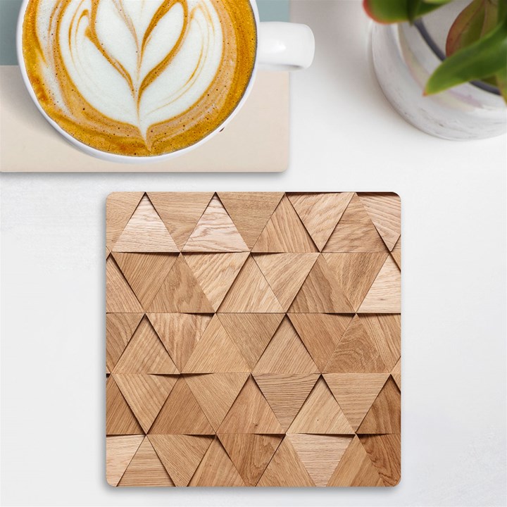 Wooden Triangles Texture, Wooden Wooden UV Print Square Tile Coaster 