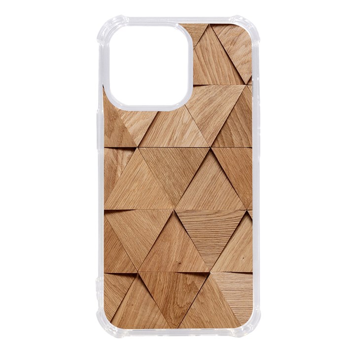 Wooden Triangles Texture, Wooden Wooden iPhone 13 Pro TPU UV Print Case