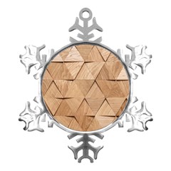 Wooden Triangles Texture, Wooden Wooden Metal Small Snowflake Ornament by nateshop