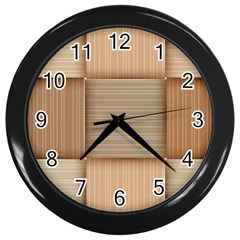 Wooden Wickerwork Textures, Square Patterns, Vector Wall Clock (black) by nateshop