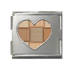 Wooden Wickerwork Textures, Square Patterns, Vector Mega Link Heart Italian Charm (18mm) Front