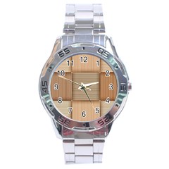 Wooden Wickerwork Textures, Square Patterns, Vector Stainless Steel Analogue Watch by nateshop