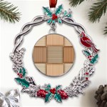 Wooden Wickerwork Textures, Square Patterns, Vector Metal X mas Wreath Holly leaf Ornament Front