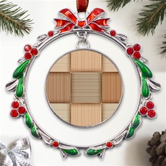 Wooden Wickerwork Textures, Square Patterns, Vector Metal X mas Wreath Ribbon Ornament by nateshop